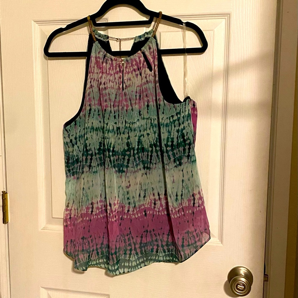 Lined sheer sleeveless top by BCX size L